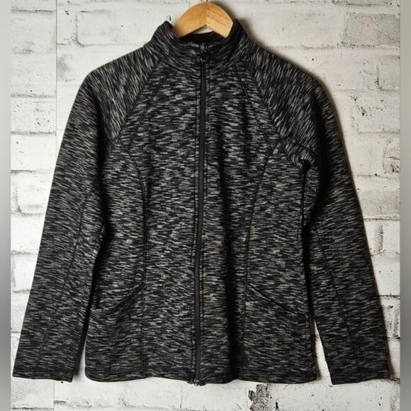 Joe Fresh Heathered Black and Grey Zip-Up Sweater - Picture 5 of 6